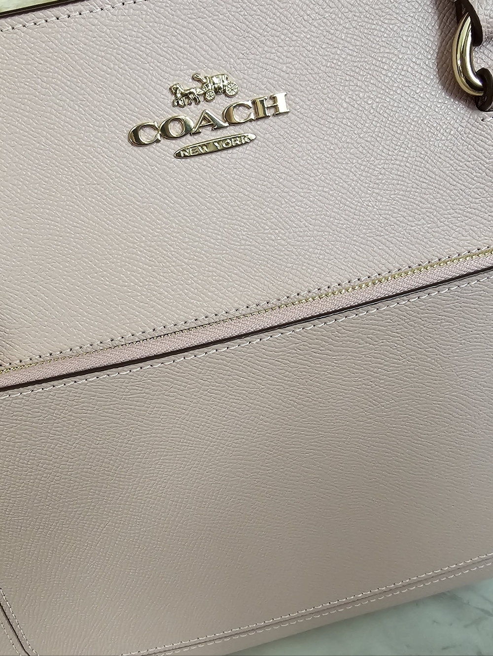 Coach Blush Pink Leather Tote with Front Pocket - Picture 9 of 13